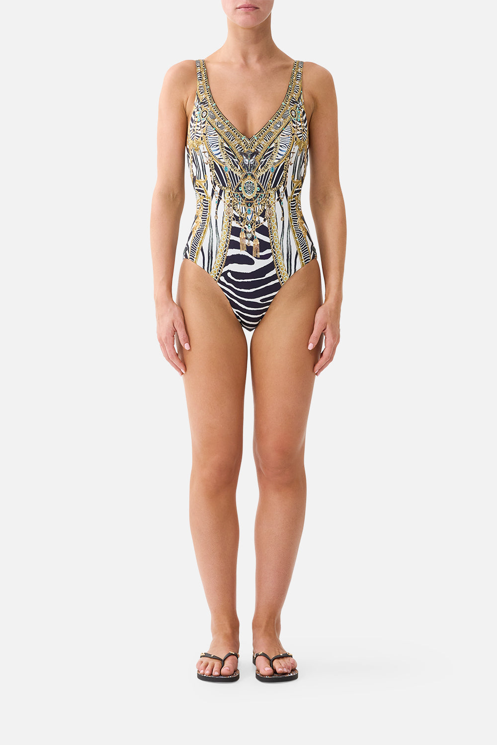 V NECK ONE PIECE W V BACK ZIG ZAG ZOO
