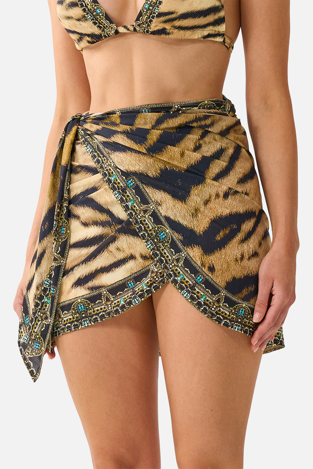 EYELET WRAP MINI SARONG WITH TIE WAIST A WINK TO THE WILD