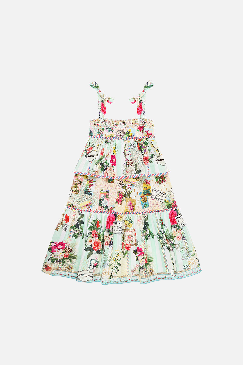 KIDS TIERED MAXI DRESS W BOW STRAPS LA BELLE BOTANIQUE