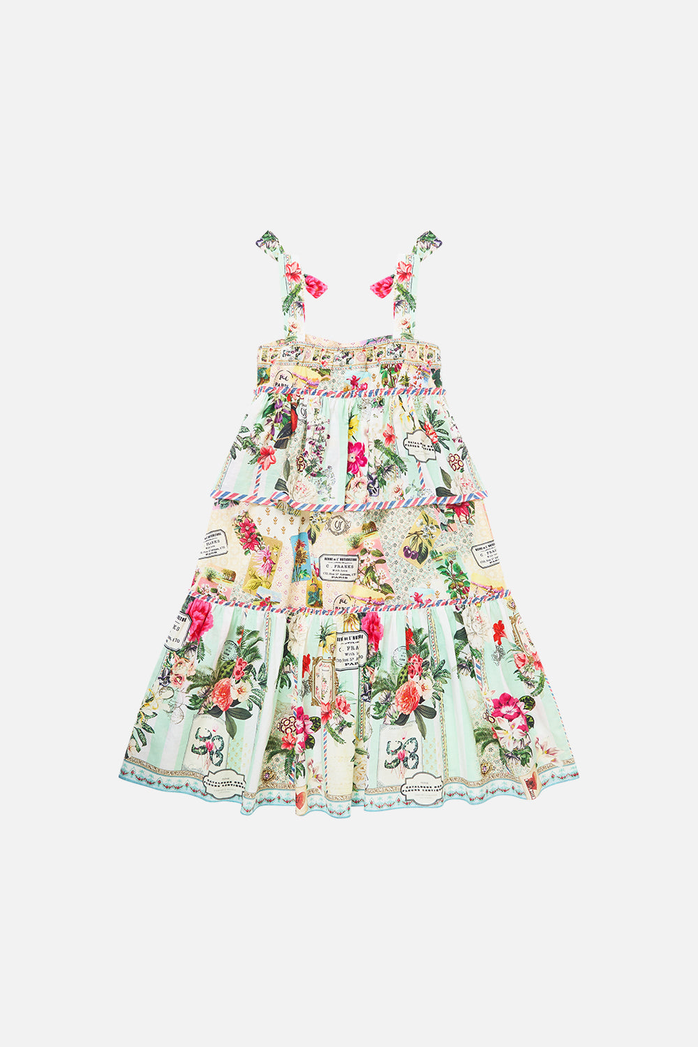 KIDS TIERED MAXI DRESS W BOW STRAPS LA BELLE BOTANIQUE