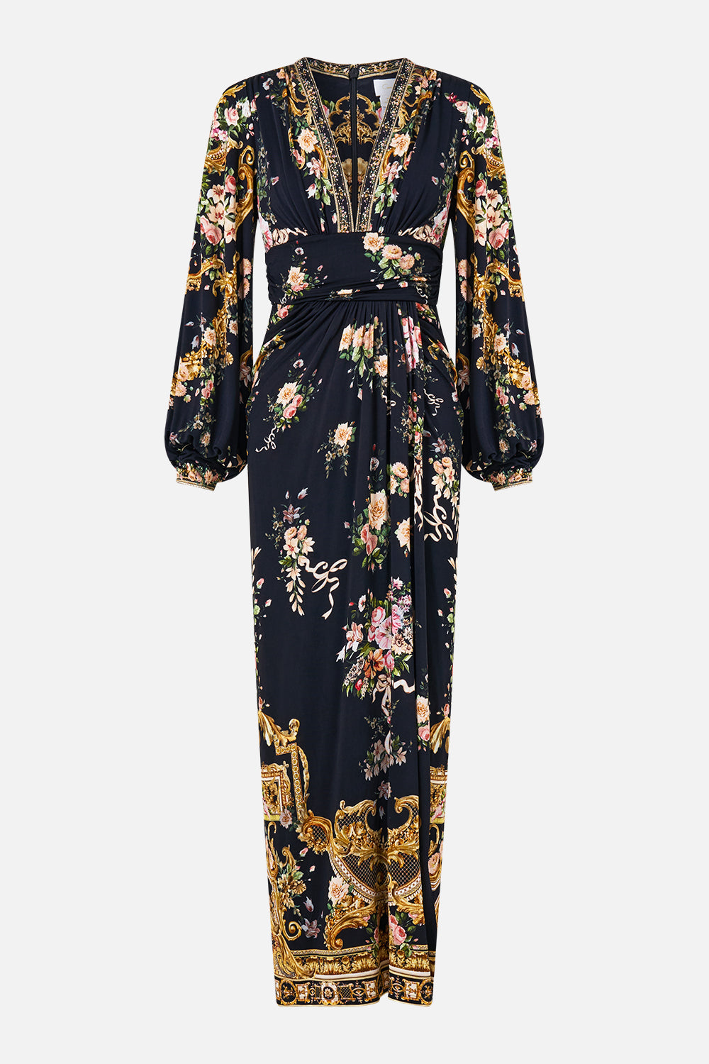 WAISTED DRAPED JERSEY DRESS VERSAILLES OR DIE