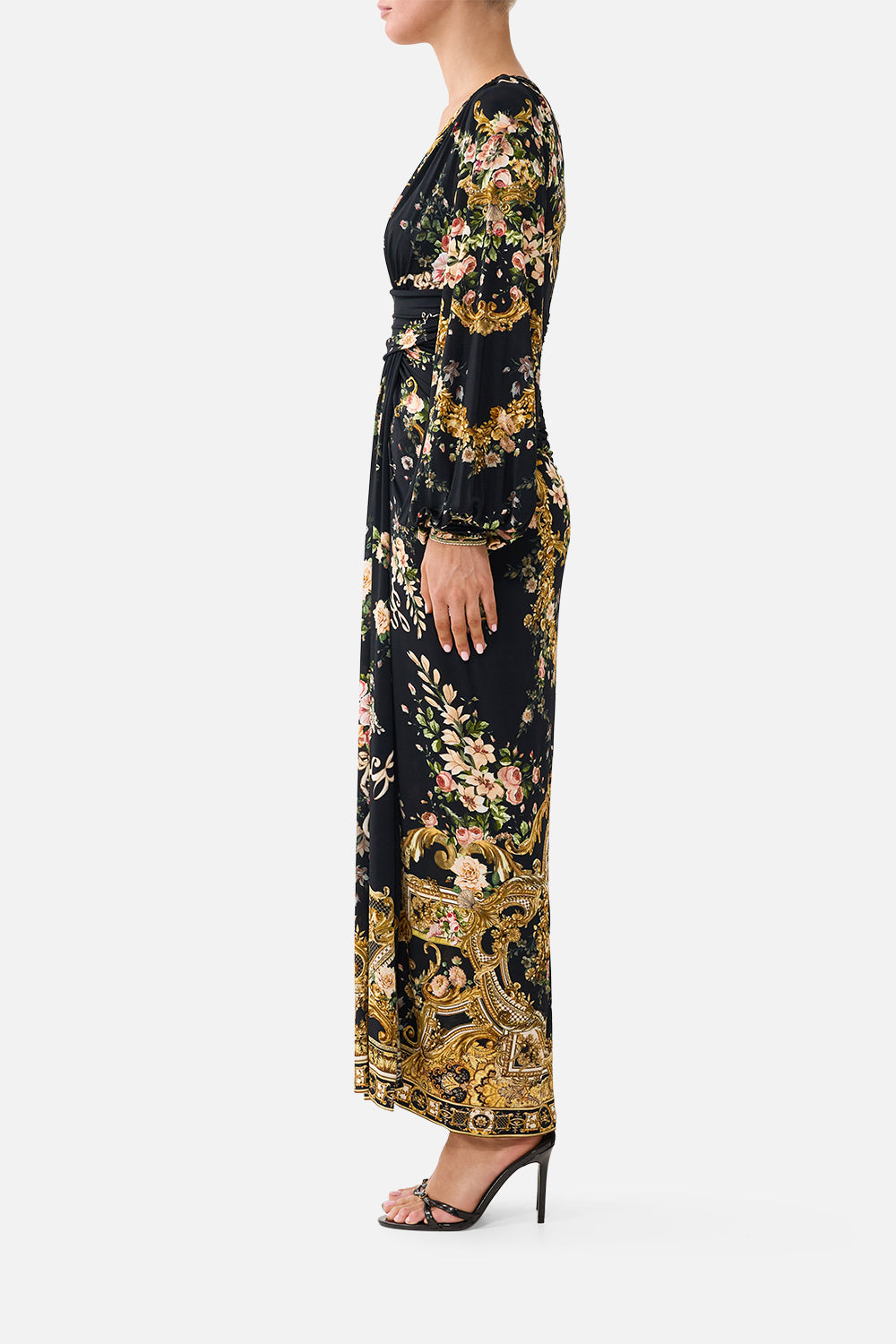 WAISTED DRAPED JERSEY DRESS VERSAILLES OR DIE