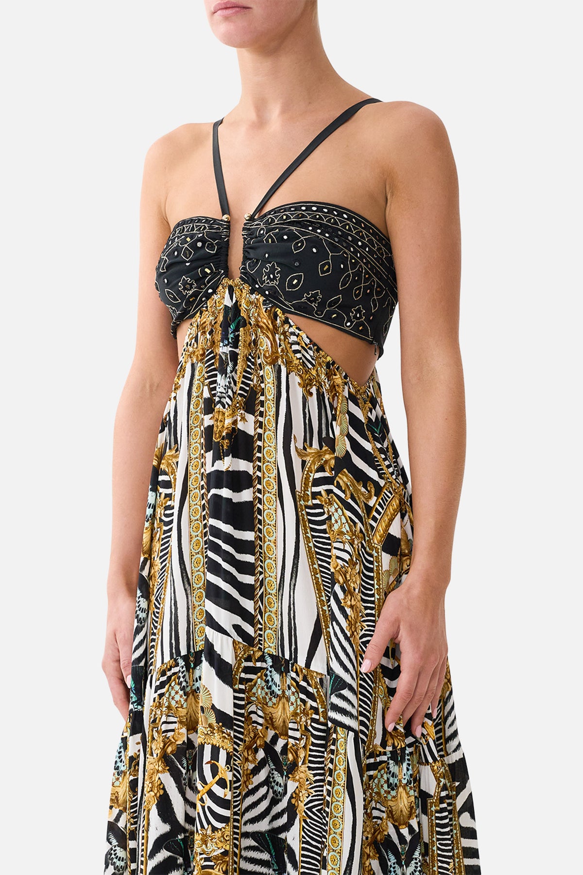 GATHERED CUT OUT DRESS ZIG ZAG ZOO