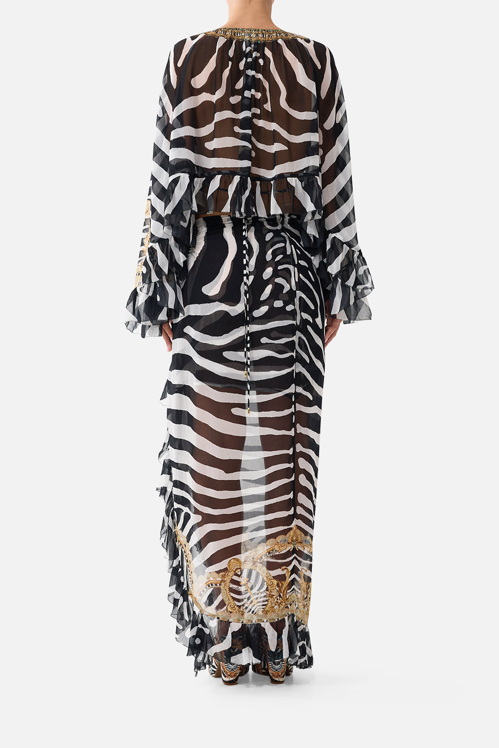 RELAXED WRAP TIE SKIRT WITH RUFFLE ZIG ZAG ZOO