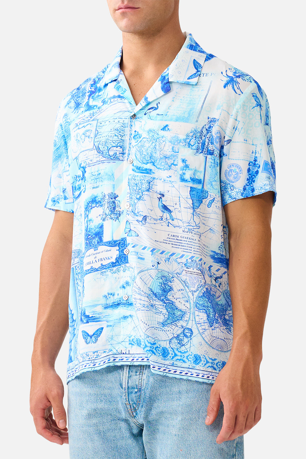 SHORT SLEEVE CAMP COLLARED SHIRT JOURNAL DE VOYAGE