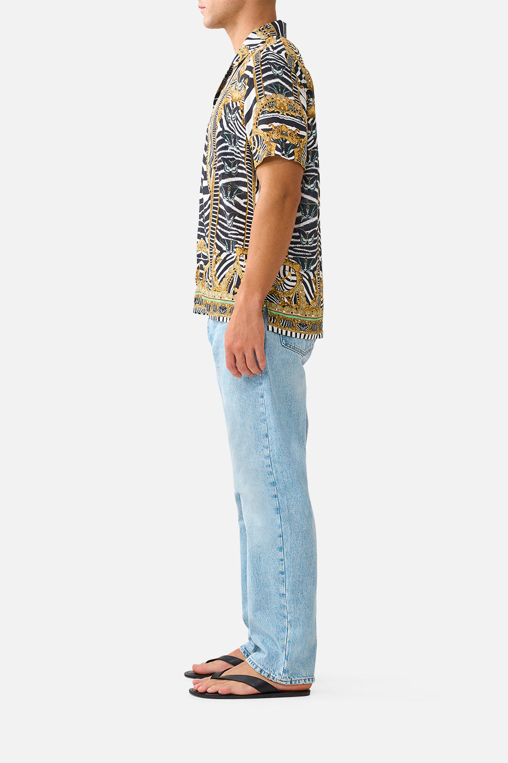 SHORT SLEEVE CAMP COLLARED SHIRT ZIG ZAG ZOO