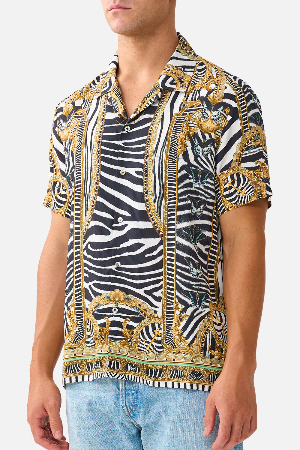 SHORT SLEEVE CAMP COLLARED SHIRT ZIG ZAG ZOO