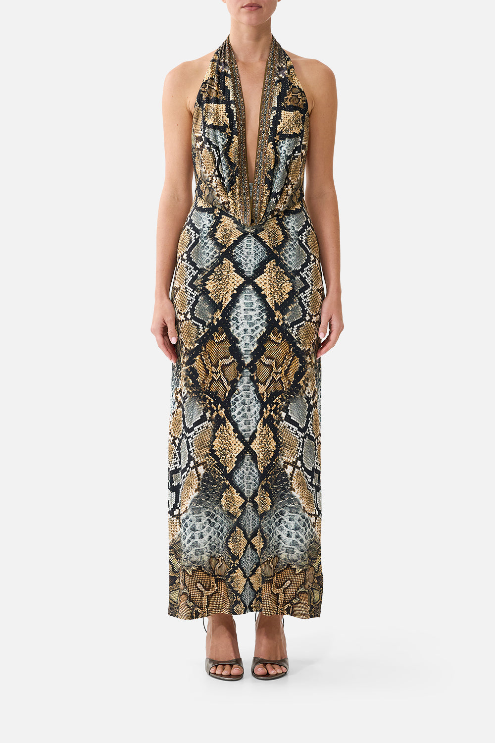 DEEP COWL PLUNGE DRESS ANIMALIA HEIRLOOMS