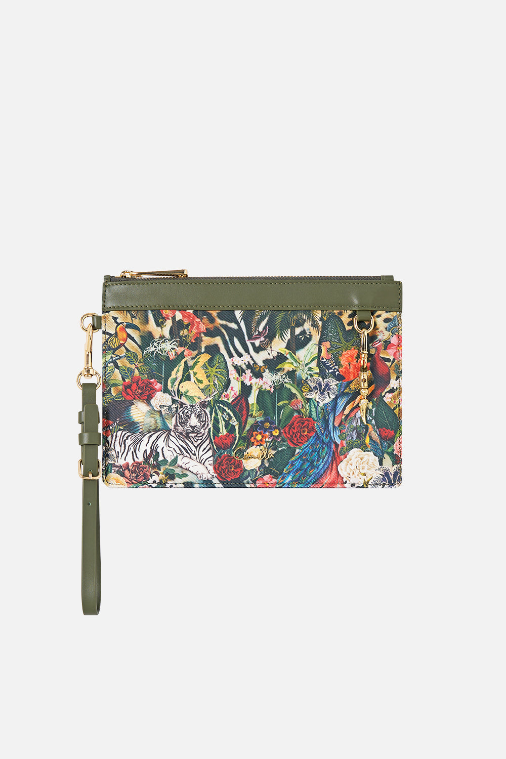The CAMILLA CLUTCH WITH WRISTLET LEOTIGRA LANDLEOTIGRA LAND
