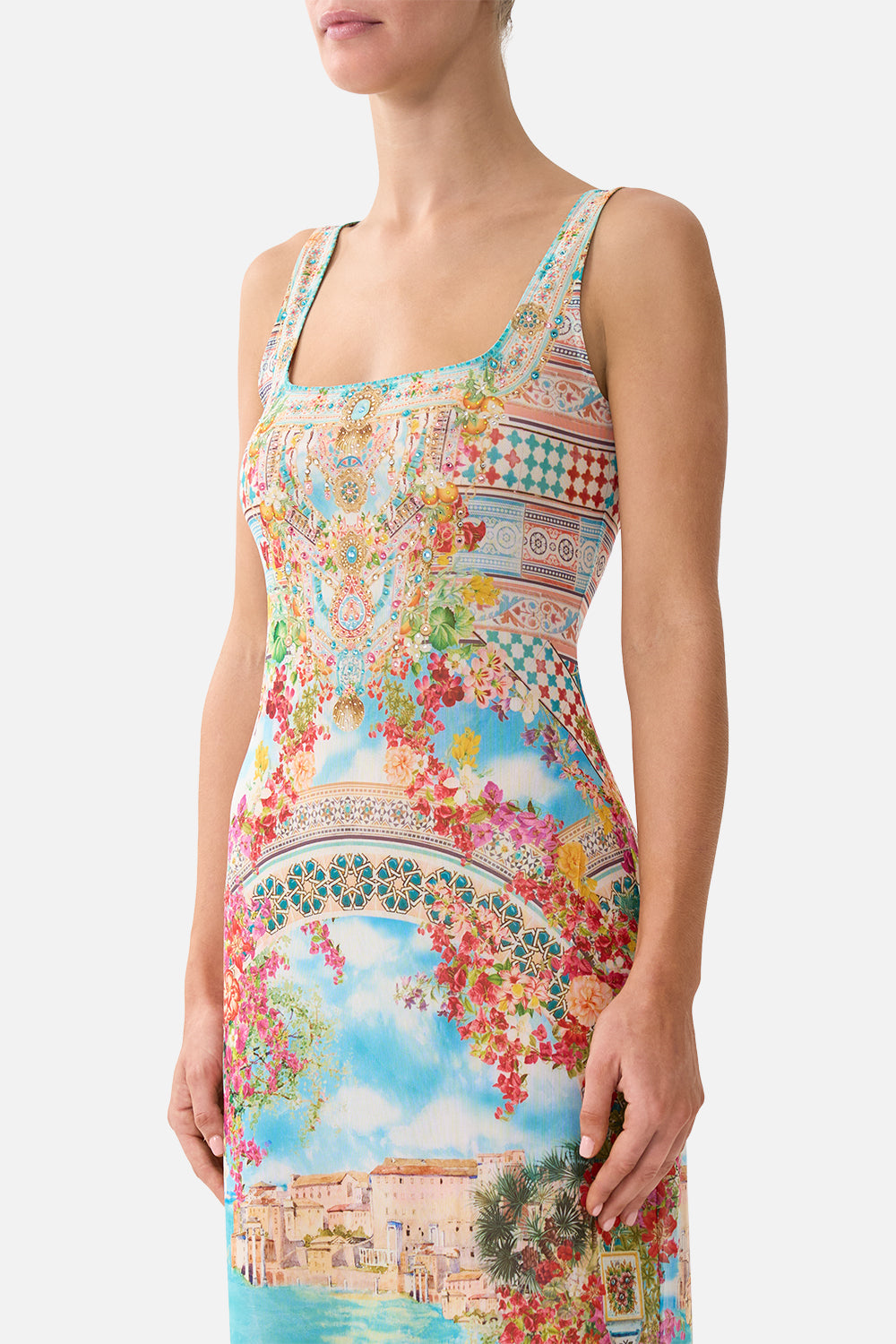 SQUARE NECK BEACH MAXI DRESS WITH LOW BACK MEET ME IN MALLORCA