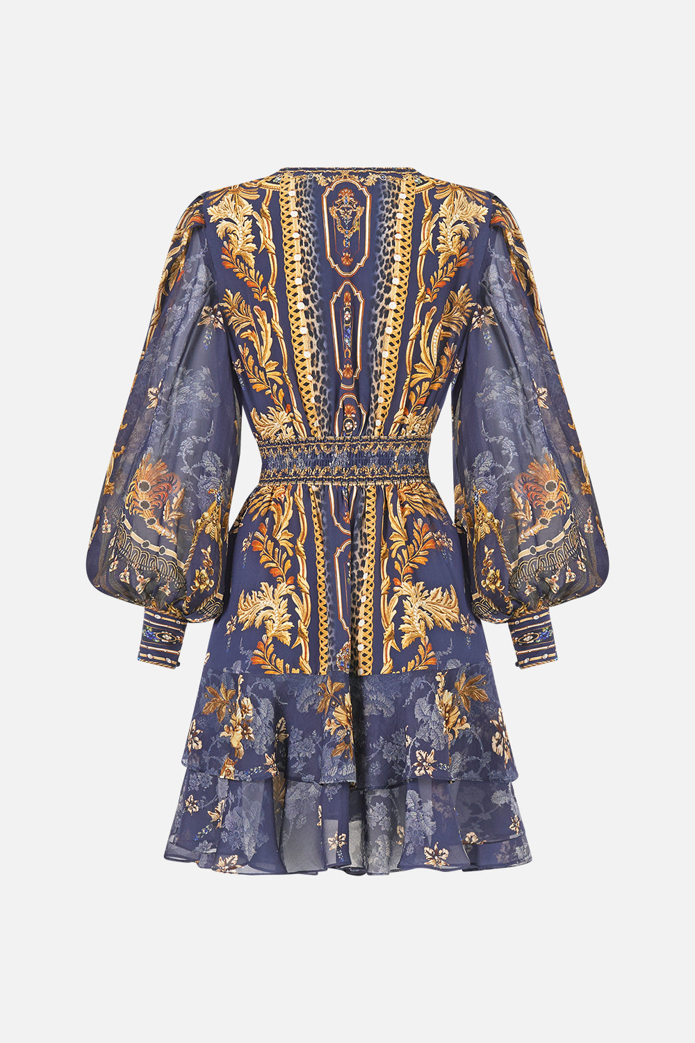 BUTTON FRONT FRILL DRESS CLOAKED IN BAROQUE