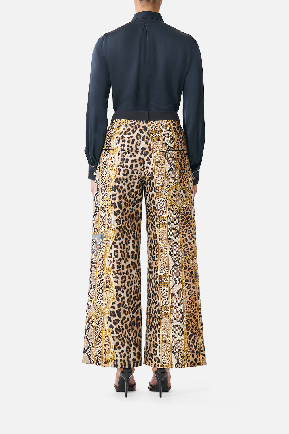 COLLARED SHIRT WITH FRILL NECK DETAIL LEOPARD LIBERTINE
