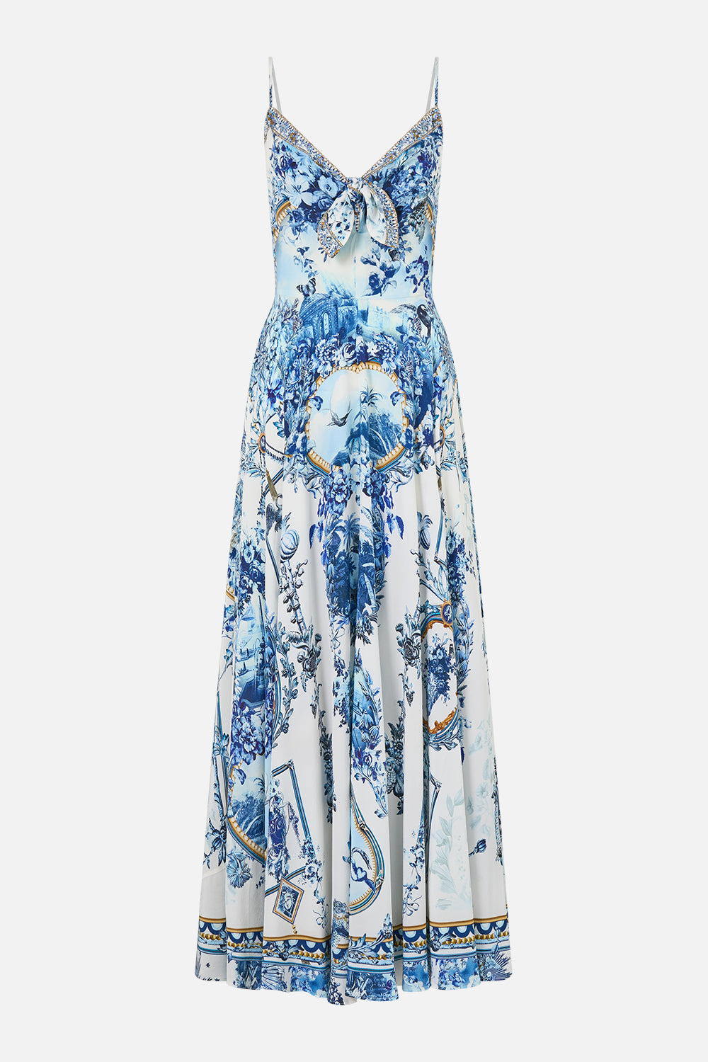 The CAMILLA LONG DRESS WITH TIE FRONT THE PORCELAIN PARLOUR