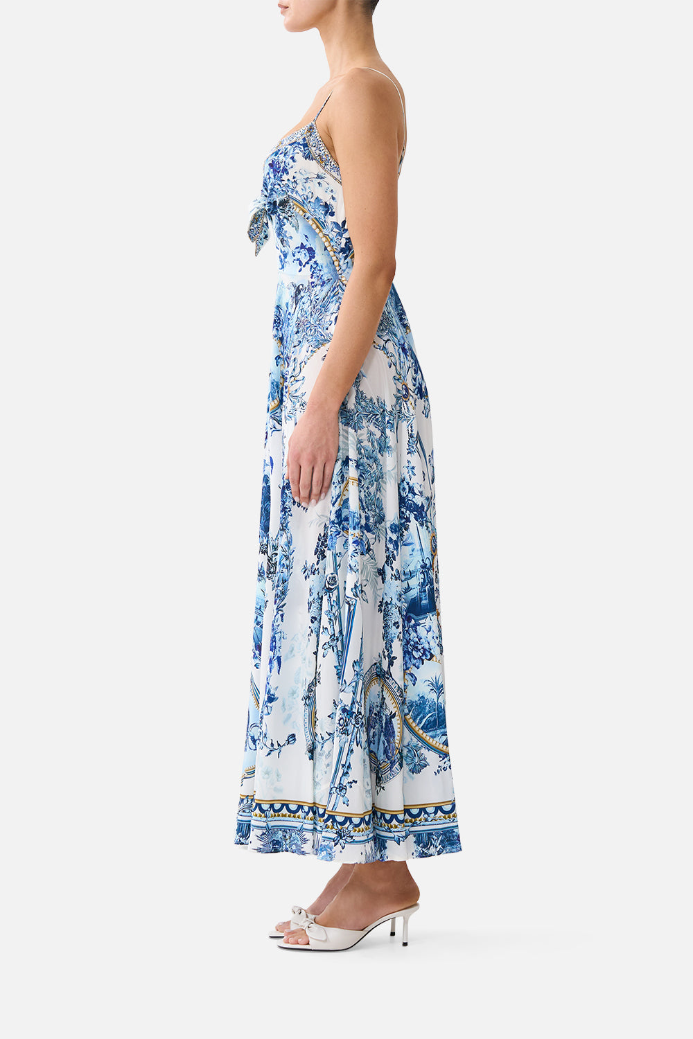 The CAMILLA LONG DRESS WITH TIE FRONT THE PORCELAIN PARLOUR