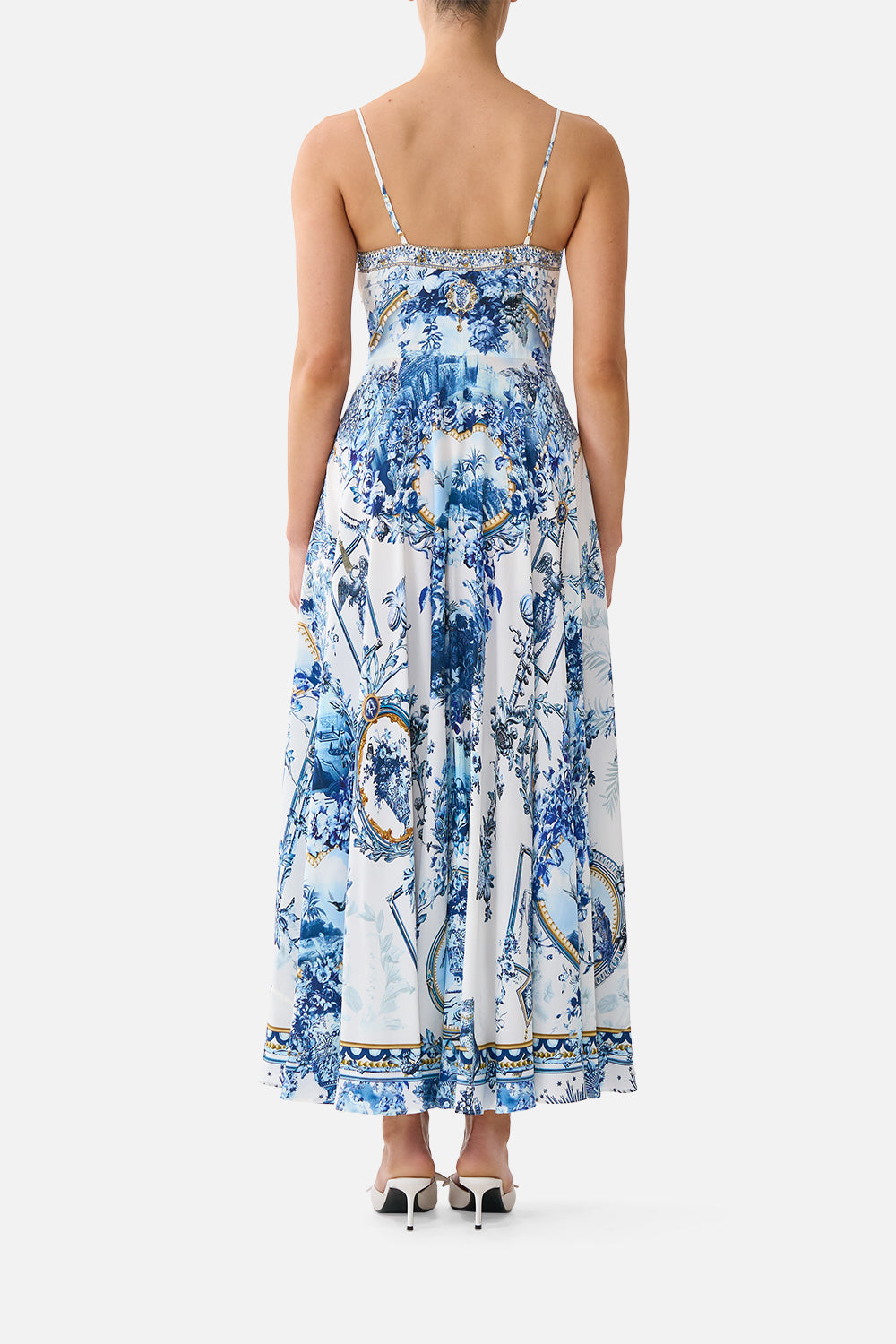 The CAMILLA LONG DRESS WITH TIE FRONT THE PORCELAIN PARLOUR
