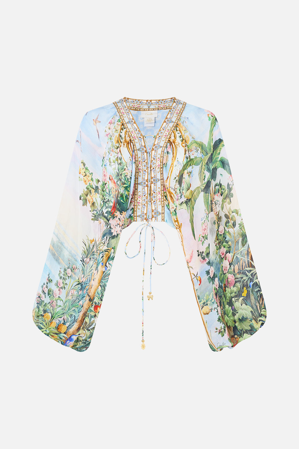 LACE UP FRONT BLOUSON SLEEVE BLOUSE SISI SOCIETY