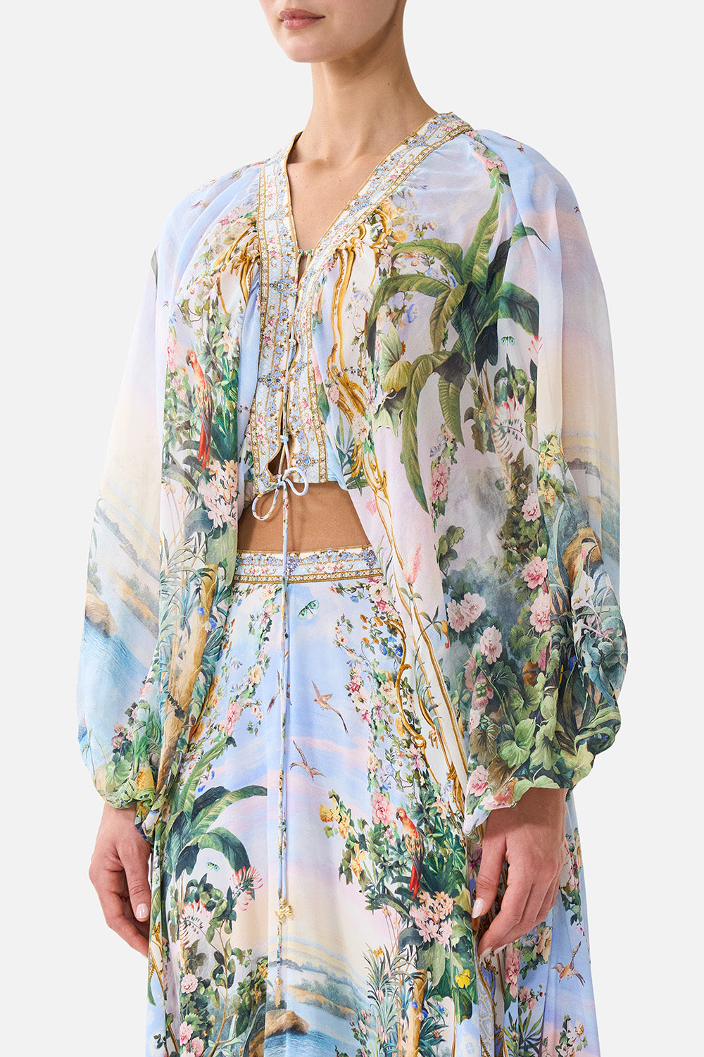 LACE UP FRONT BLOUSON SLEEVE BLOUSE SISI SOCIETY