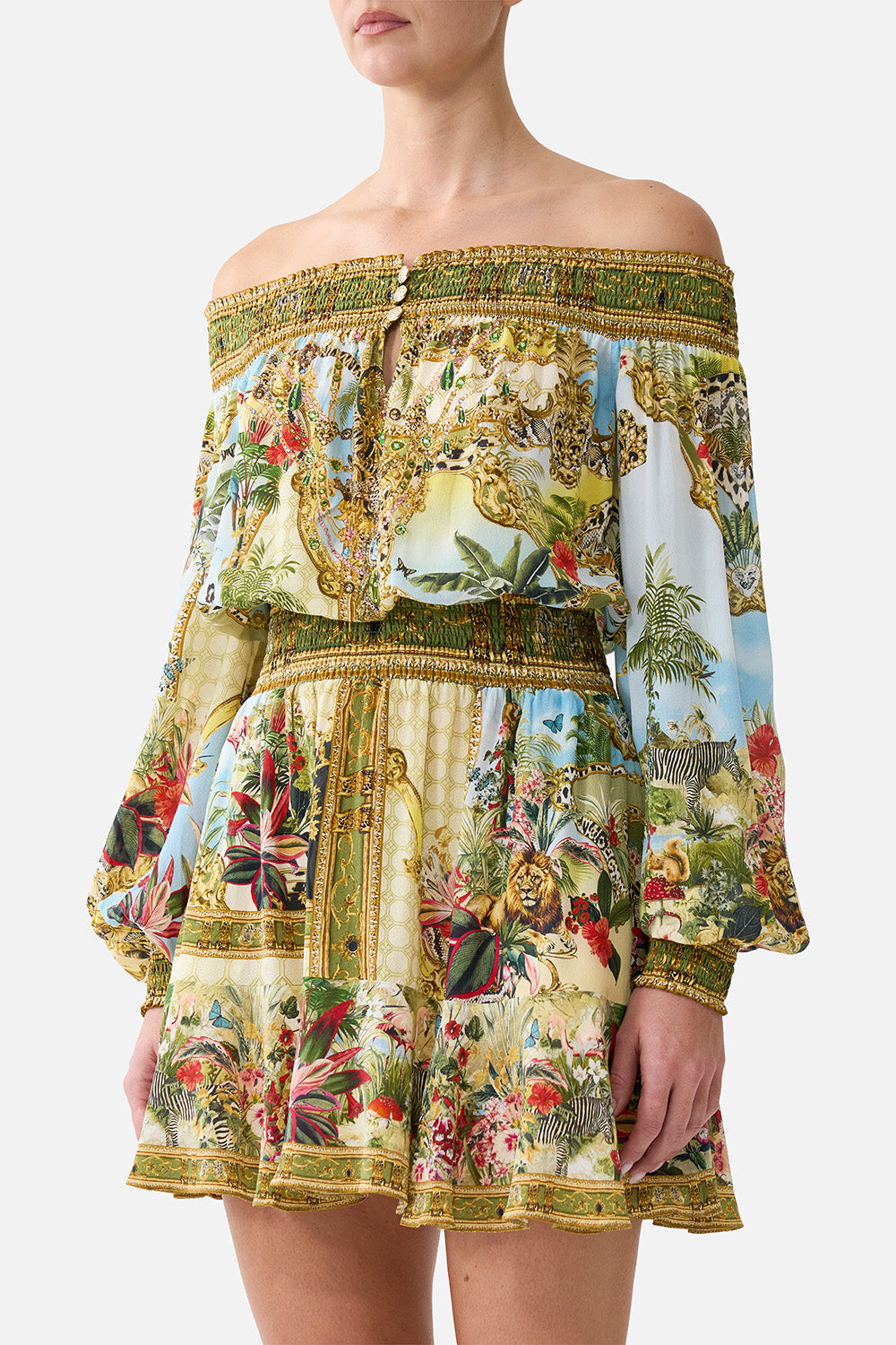 The CAMILLA OFF SHOULDER SHORT DRESS WANDERLUST EMPIRE