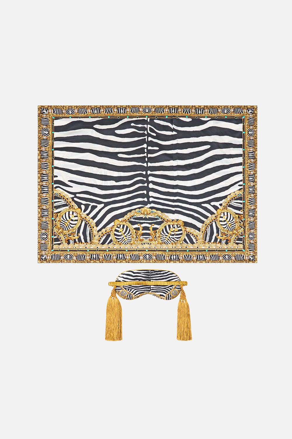 PILLOWCASE AND EYE MASK WITH TASSELS SET ZIG ZAG ZOO