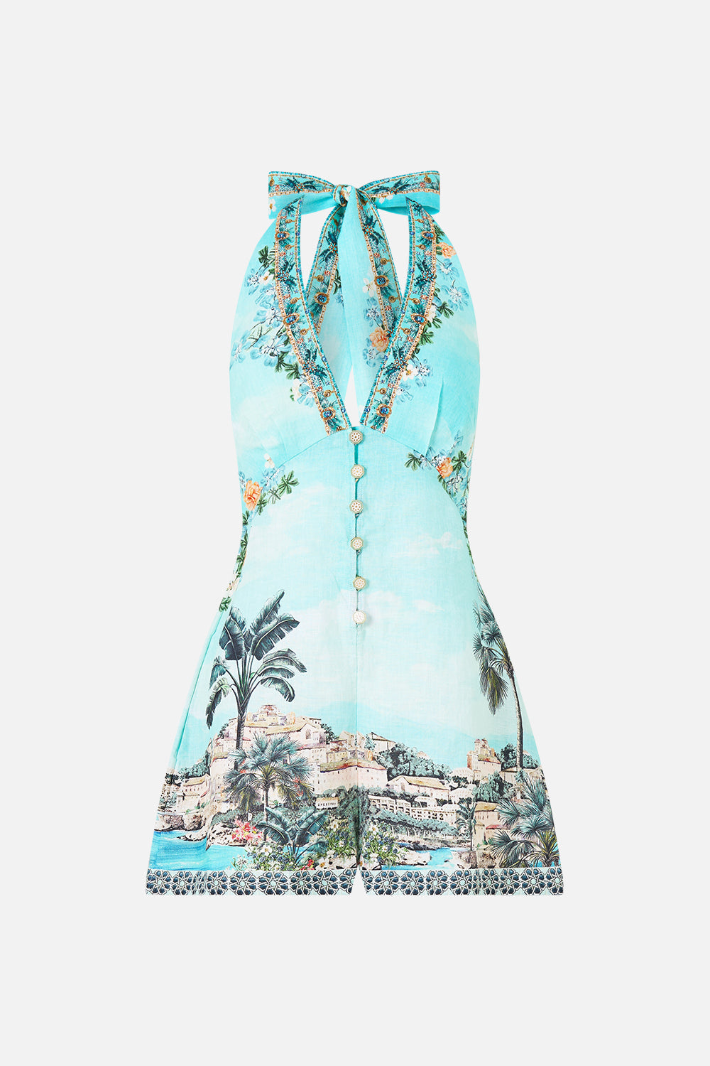 The CAMILLA BUTTON FRONT HALTER PLAYSUIT BALEARIC BEBÉ