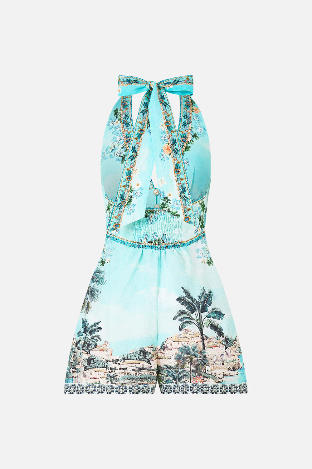 The CAMILLA BUTTON FRONT HALTER PLAYSUIT BALEARIC BEBÉ