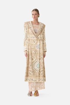 The CAMILLA Long Coat With Hood in our A Beloved Boudoir print.