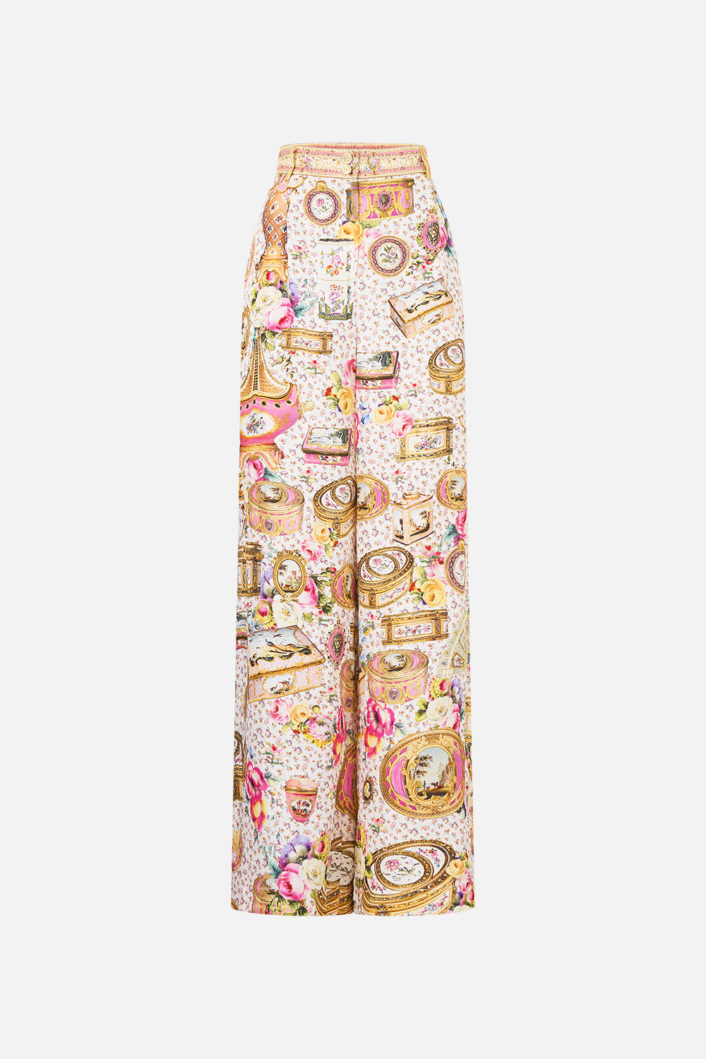 The CAMILLA Wide Leg Waisted Pant in our In The Heart Of Art print.
