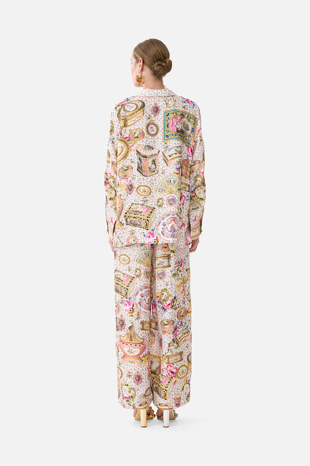The CAMILLA Wide Leg Waisted Pant in our In The Heart Of Art print.