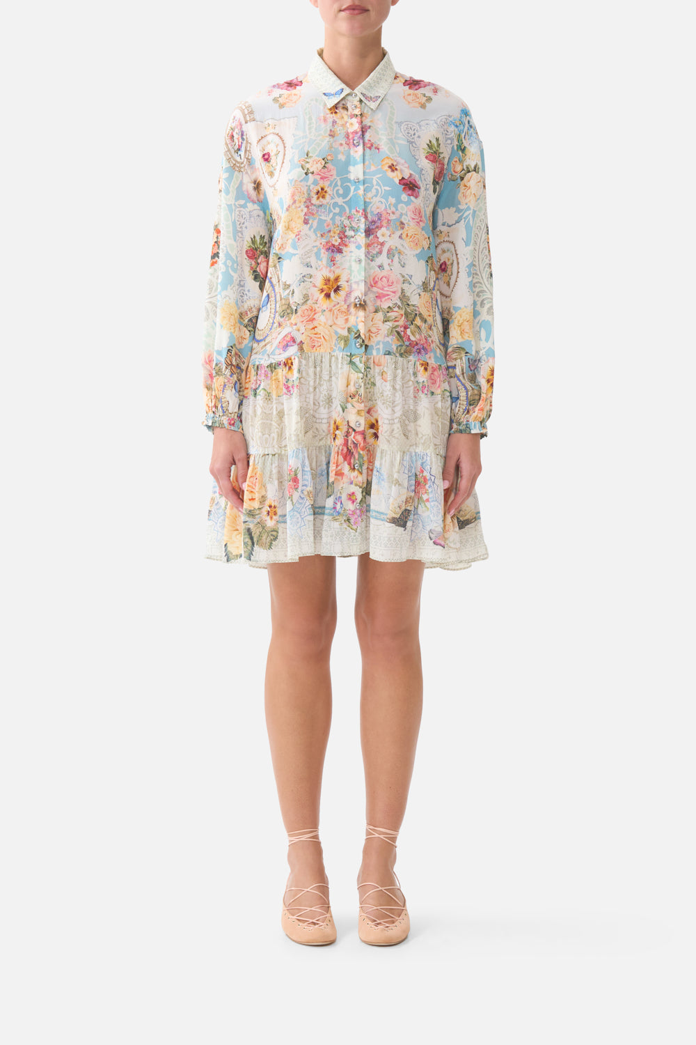LONG SLEEVE TIERED SHORT DRESS A TASTE FOR LACE