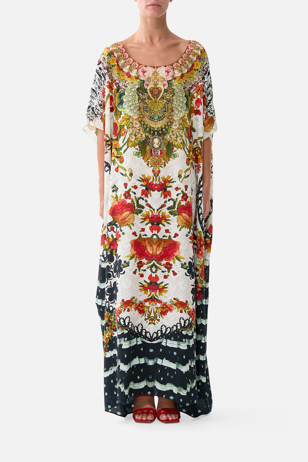 The CAMILLA ROUND NECK KAFTAN LA ROSALA ROSA