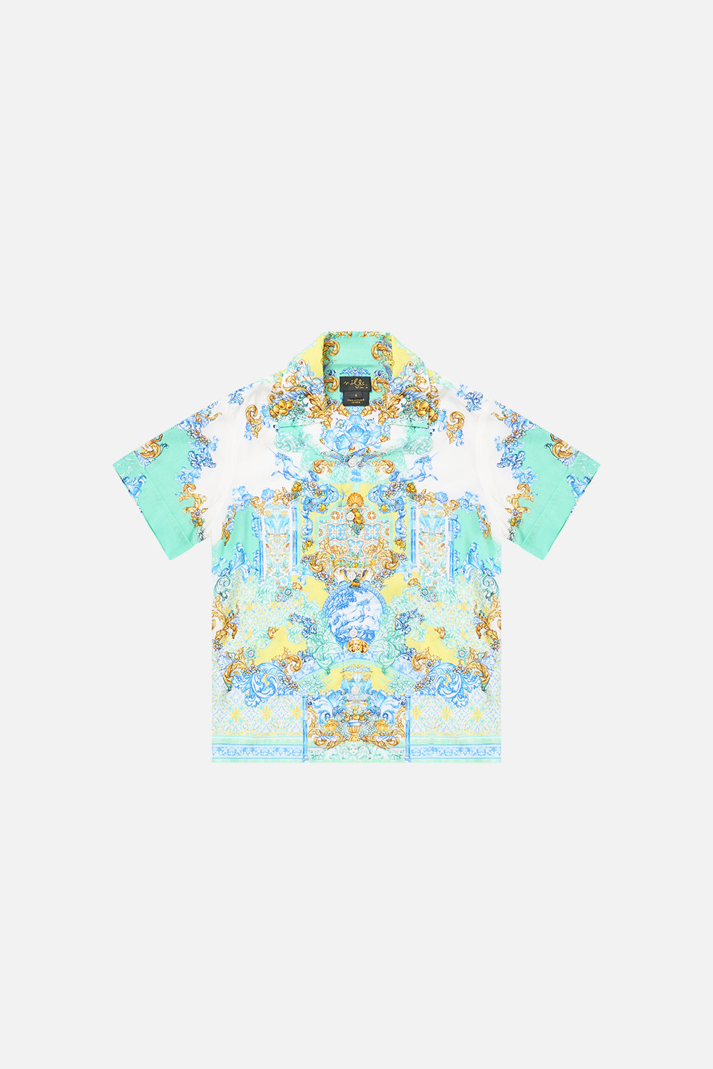 BOYS SHORT SLEEVE CAMP COLLARED SHIRT DIAL UP THE TILES