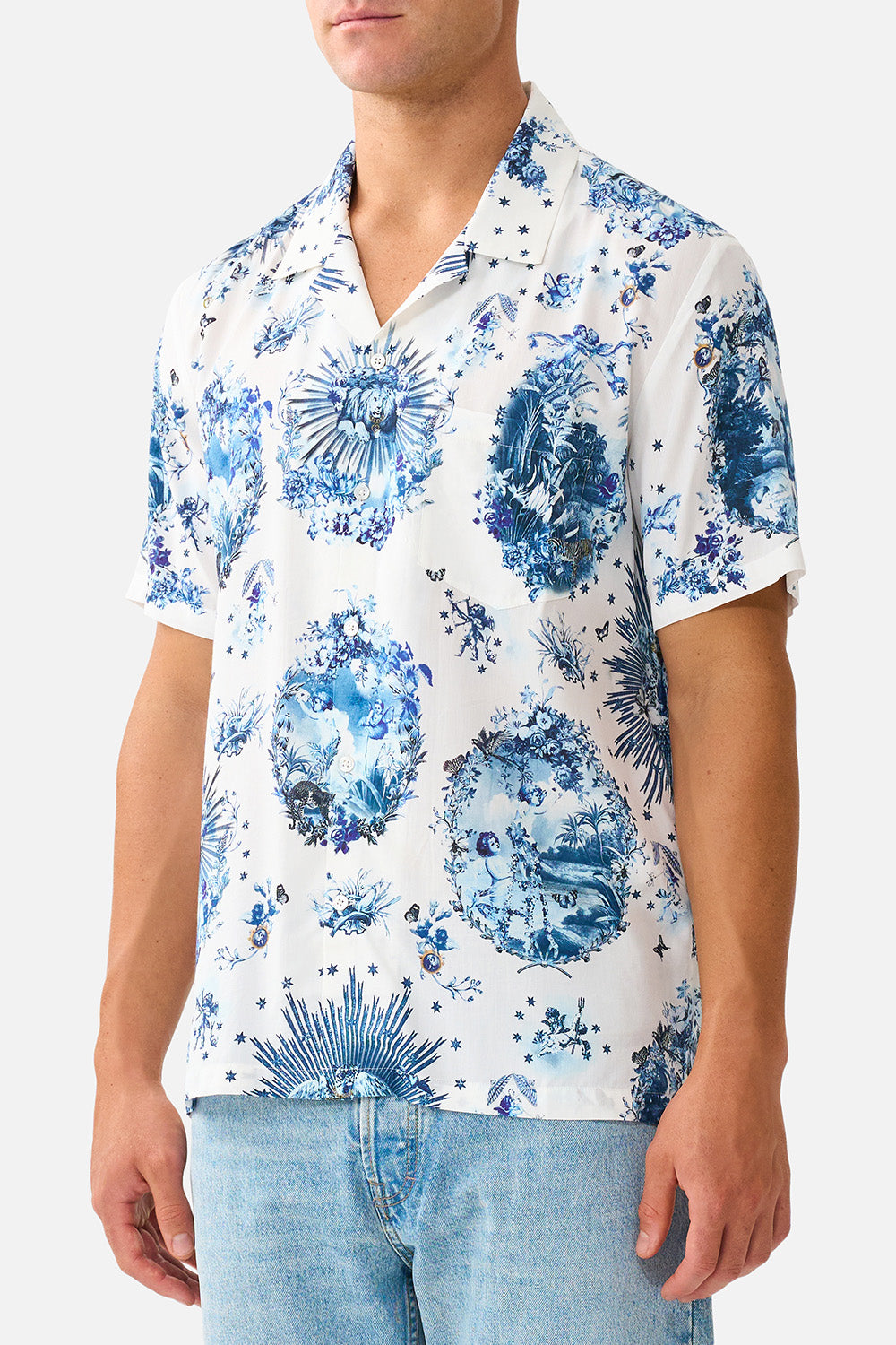 The CAMILLA SHORT SLEEVE CAMP COLLARED SHIRT THE PORCELAIN PARLOUR