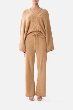CASHMERE KNIT RELAXED V-NECK SWEATER LEOPARD LIBERTINE
