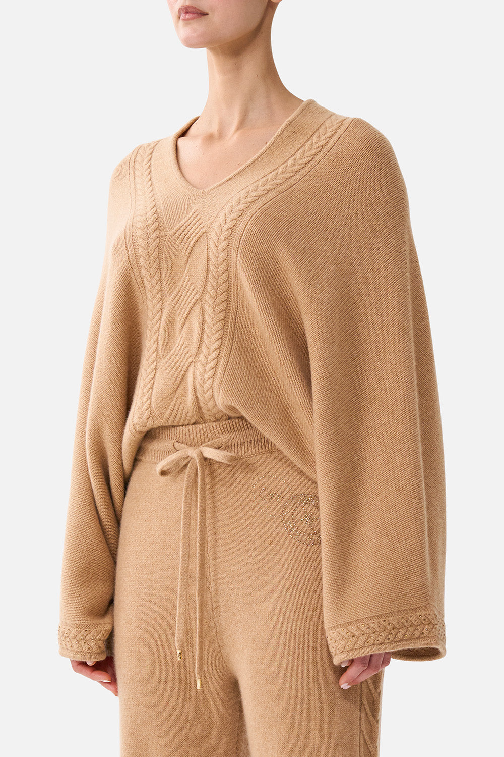 CASHMERE KNIT RELAXED V-NECK SWEATER LEOPARD LIBERTINE