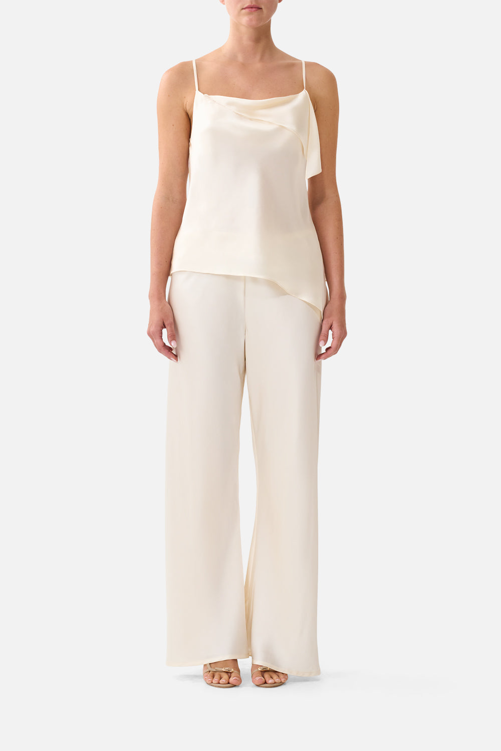 ASYMMETRIC DRAPED TOP SILK ESSENTIALS