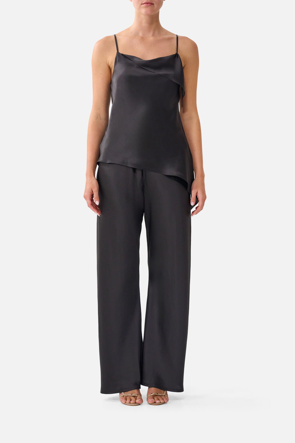 ASYMMETRIC DRAPED TOP SILK ESSENTIALS
