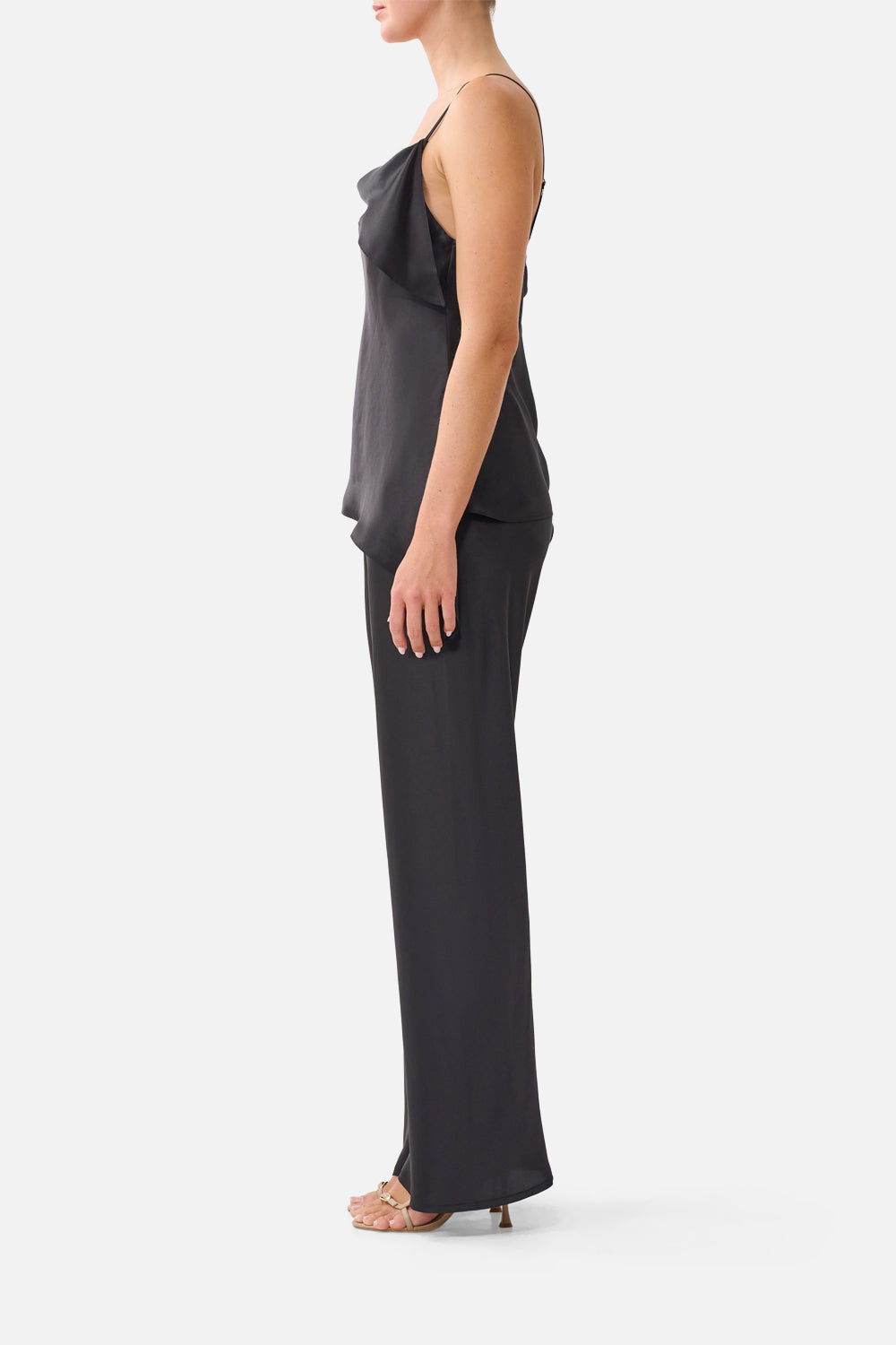 ASYMMETRIC DRAPED TOP SILK ESSENTIALS