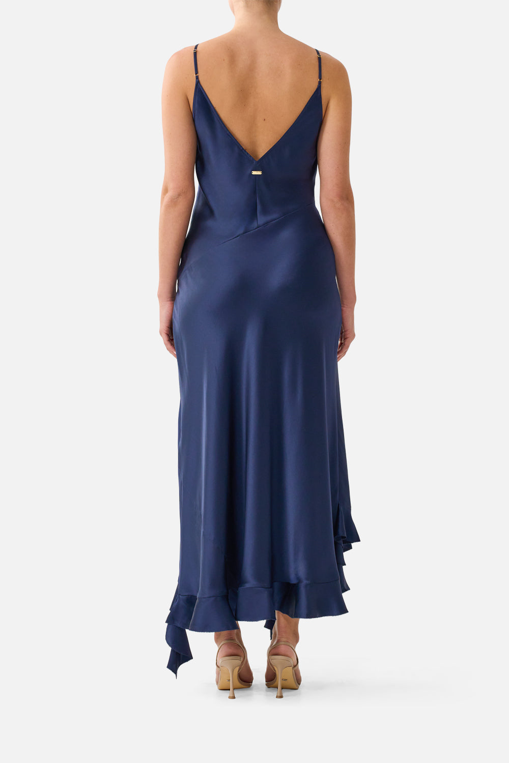 BIAS SLIP DRESS WITH FRILL HEM SILK ESSENTIALS