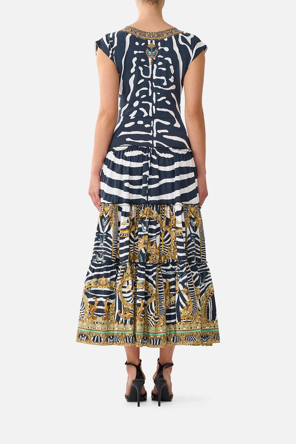 V-NECK DROP WAIST MIDI DRESS ZIG ZAG ZOO