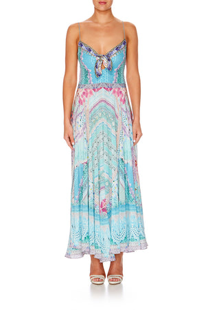 GARDEN STATE LONG DRESS WITH TIE FRONT