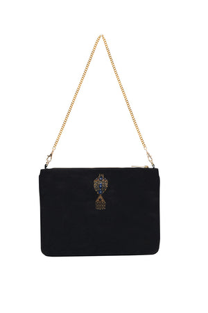 EMBELLISHED ZIP TOP CLUTCH WITH STRAP QUECHUA KING
