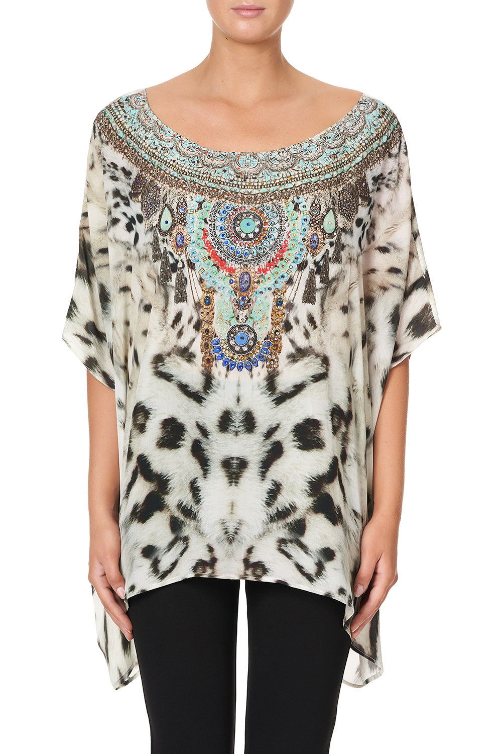 SHORT ROUND NECK TOP SNOW WHISPERS