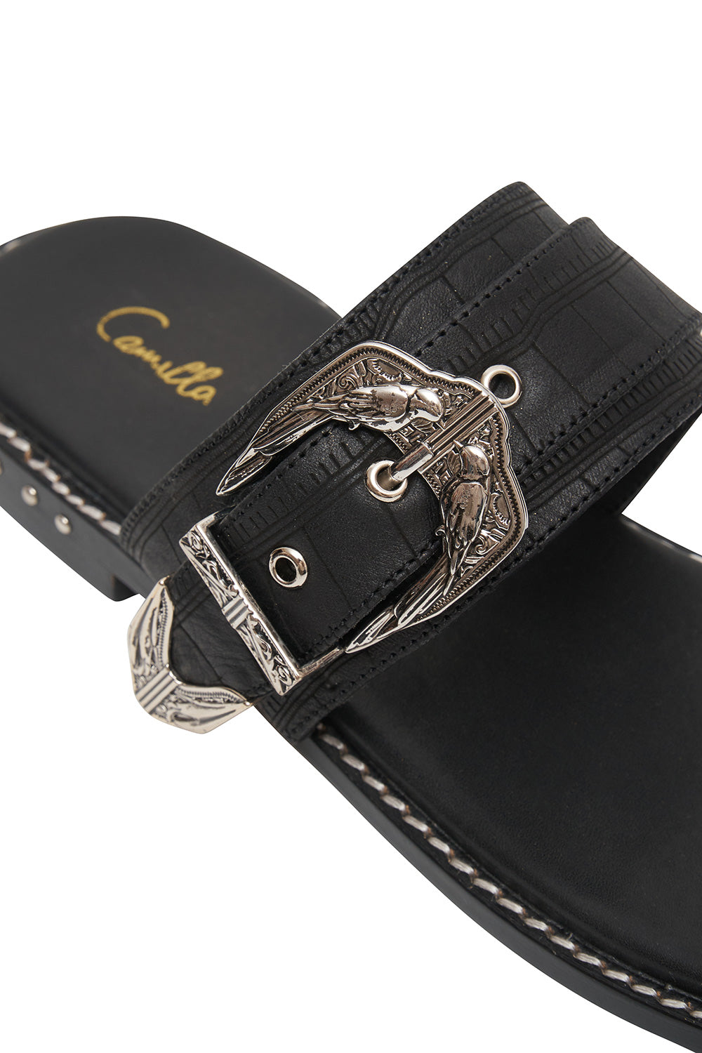 BIRD BUCKLE TOE LOOP SLIDE SOLID BLACK