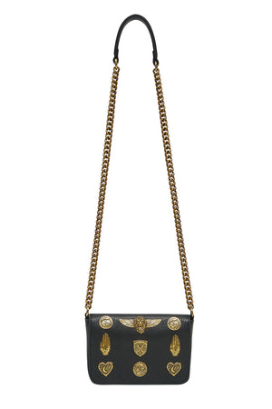 STUDDED LEATHER CROSS BODY SOLID BLACK