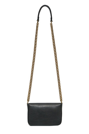 STUDDED LEATHER CROSS BODY SOLID BLACK