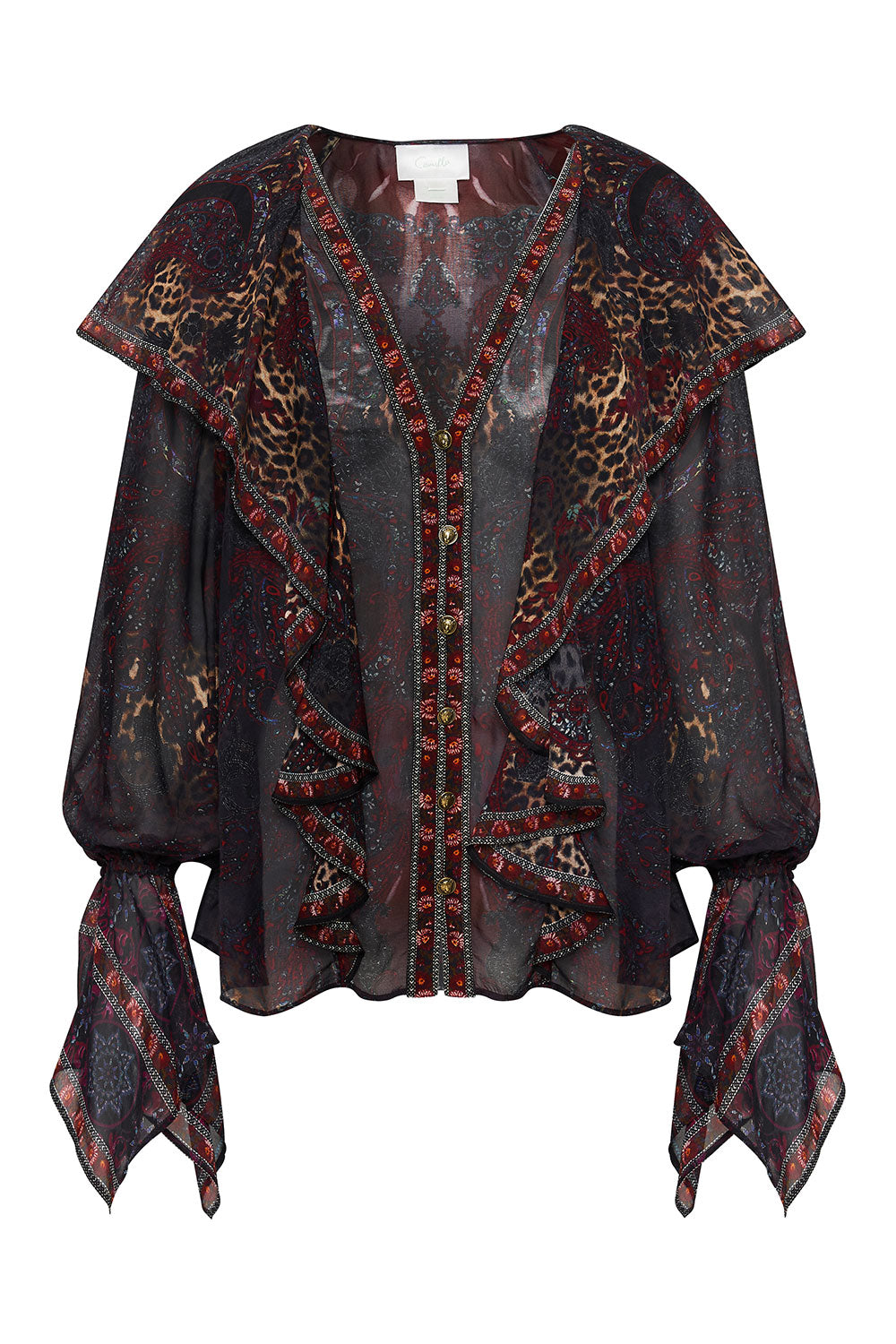 RUFFLE FRONT BLOUSE THE SMOKING LOUNGE