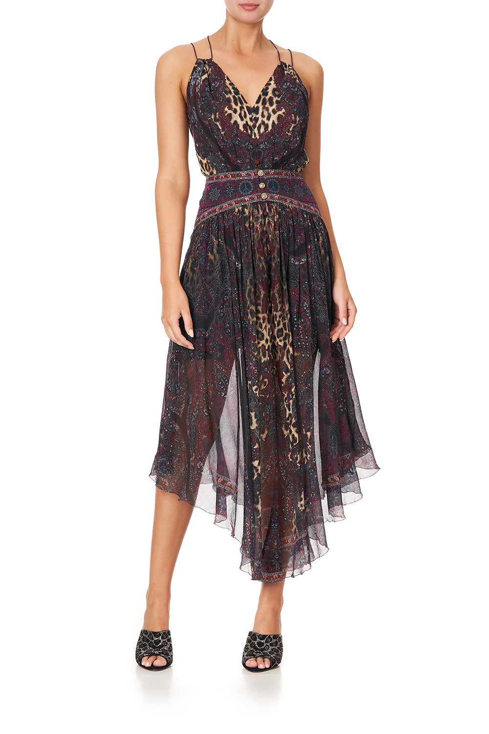 STRAP DRESS WITH SHAPED WAISTBAND THE SMOKING LOUNGE