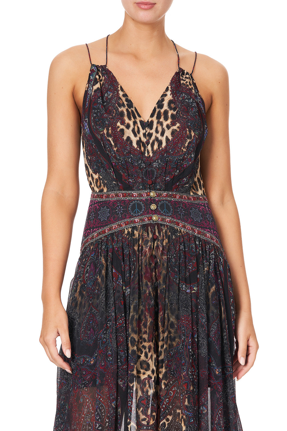 STRAP DRESS WITH SHAPED WAISTBAND THE SMOKING LOUNGE