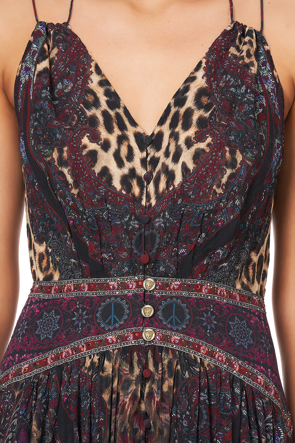 STRAP DRESS WITH SHAPED WAISTBAND THE SMOKING LOUNGE