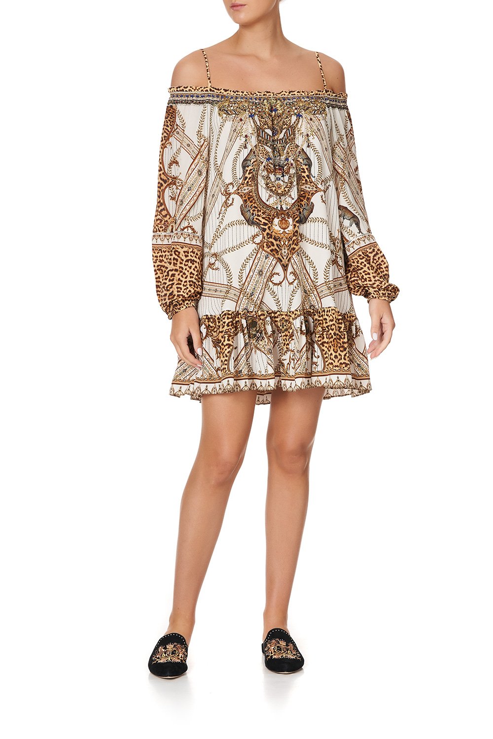 OFF SHOULDER DRESS WITH STRAPS MIND YOUR MANOR